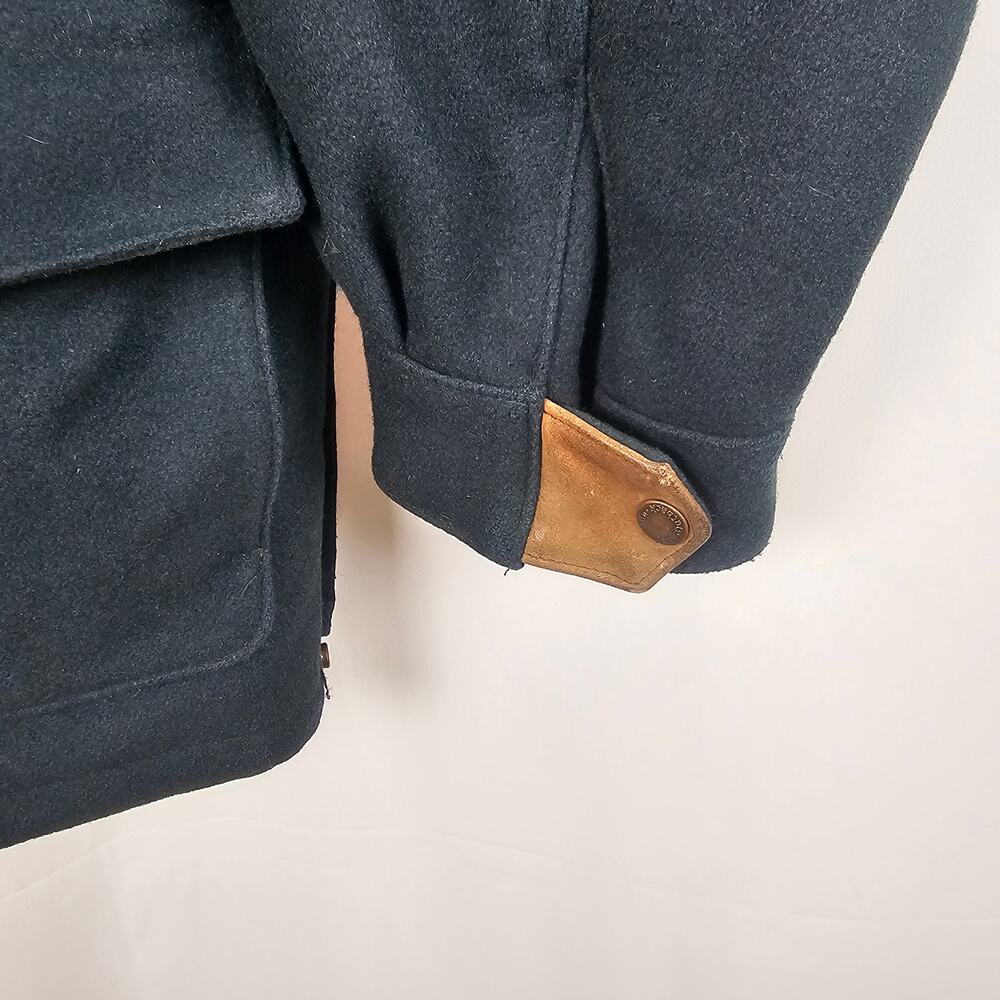 Australian Outback Collection Wool Coat Leather Trim Mens L Vintage 1990s - Picture 2 of 8